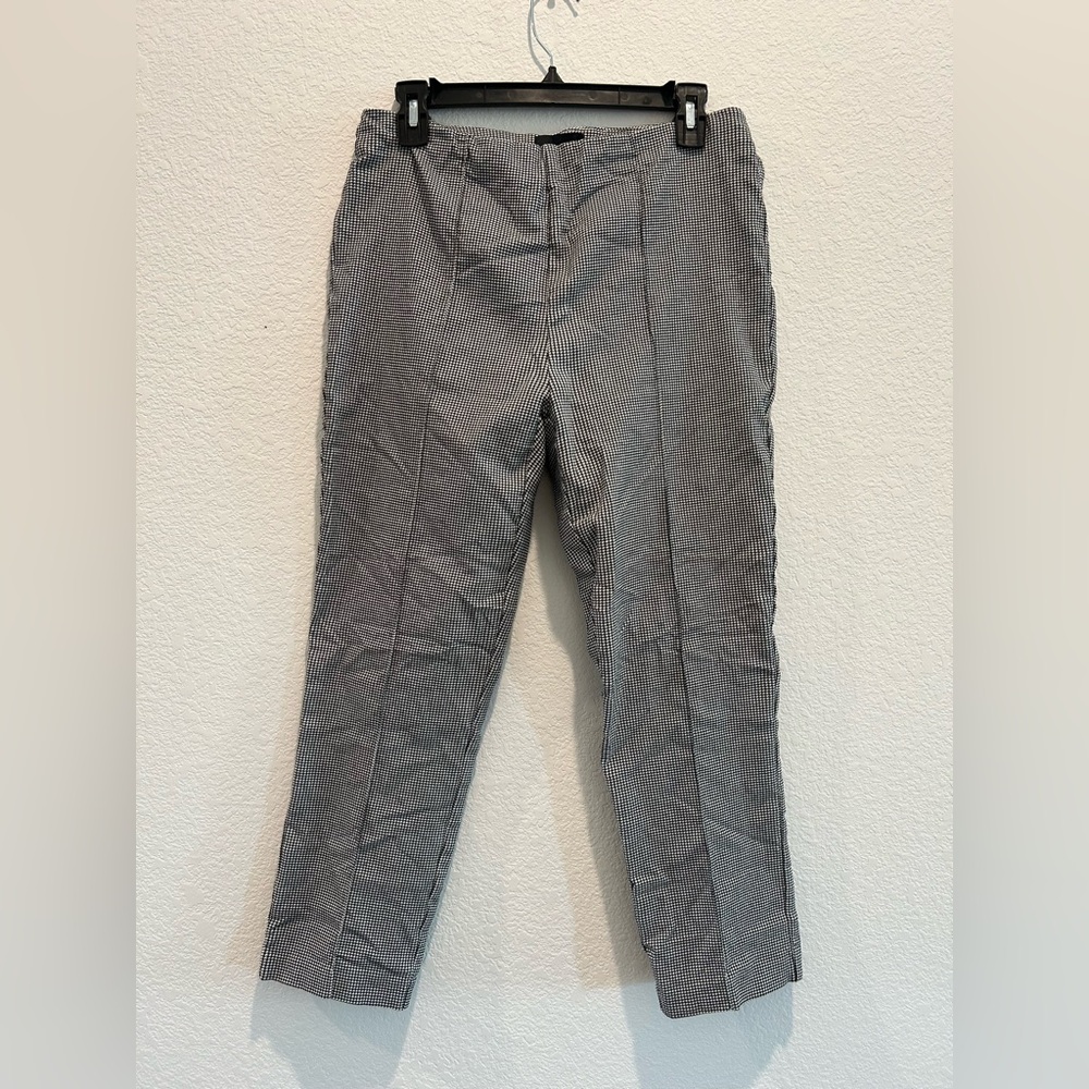 ITALY MASSIMO FABRO checkered black white trousers straight pull on pants size 8
